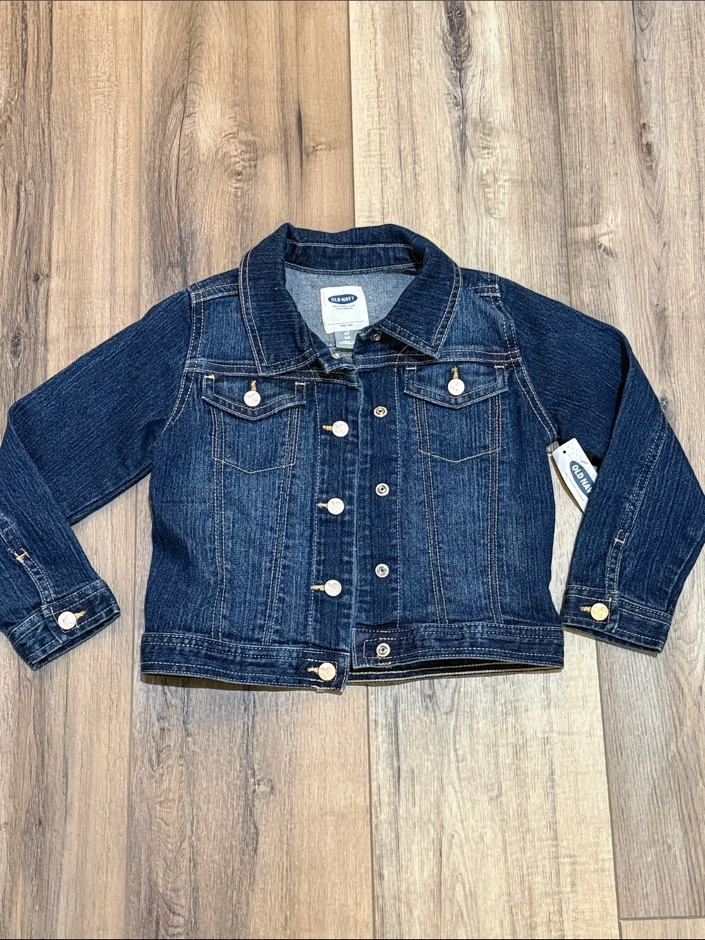 NEW Old Navy girls size 4 toddler Dark Blue Denim Jean Jacket stretch buttons